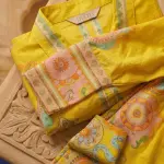 Printed Co-Ord set Collar Neck Mustard Color
