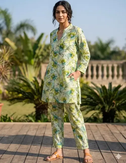 Printed Tropical Co-Ord Set - Green