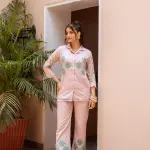 SleevesThreadWork-CoatCollar-Cord Set - Dustypink
