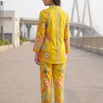 Printed Co-Ord set Collar Neck Mustard Color