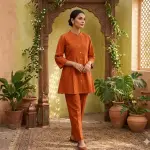Pintex Co-ord Set - Rust Orange