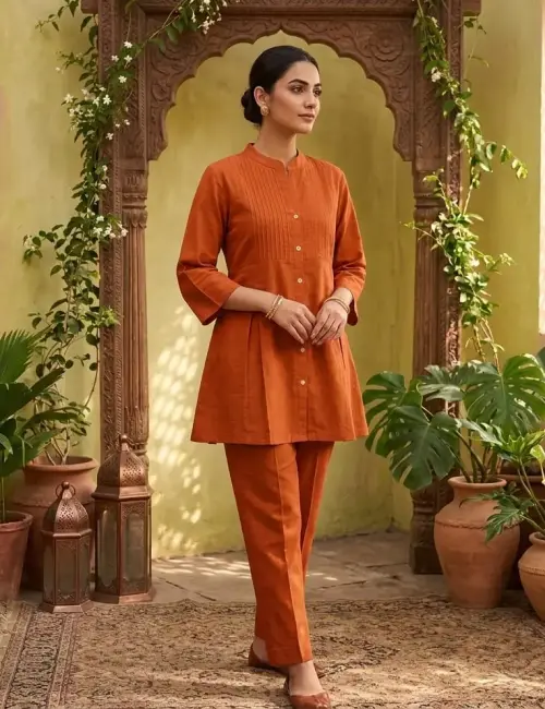 Pintex Co-ord Set - Rust Orange