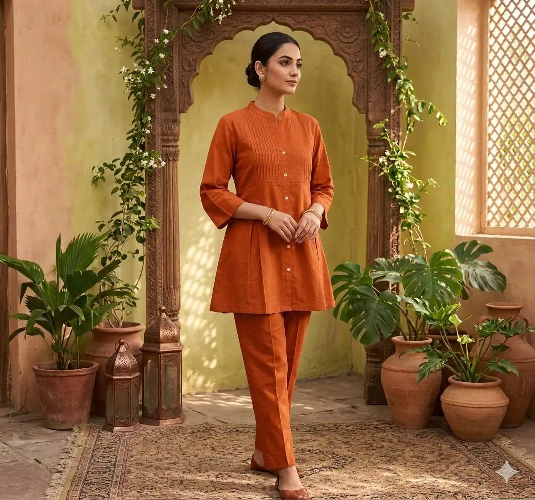 Pintex Co-ord Set - Rust Orange