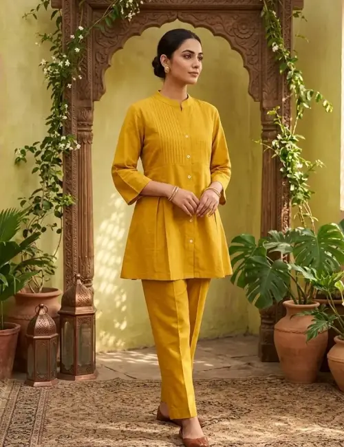 Pintex Co-ord Set - Mustard Yellow
