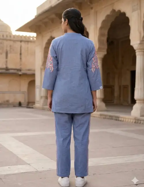 Hip Cover Co-Ord Set - Rama Blue