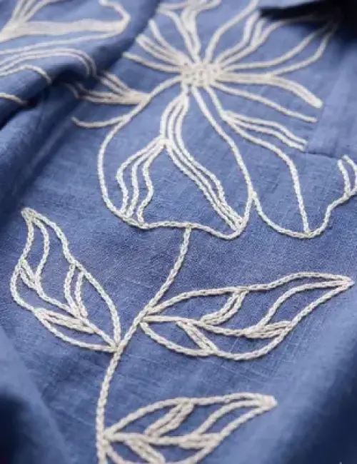 Thread work Flower motif Co-Ord Set - Blue