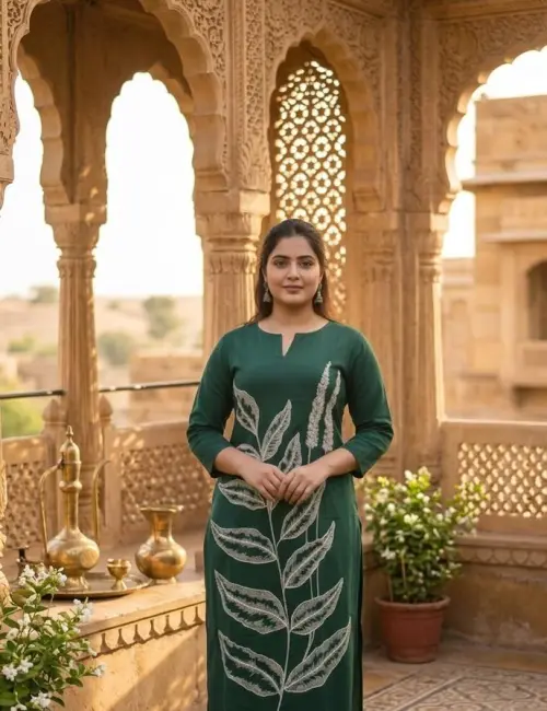 Pure Cotton Embroidered Straight Kurta Plazoo Set