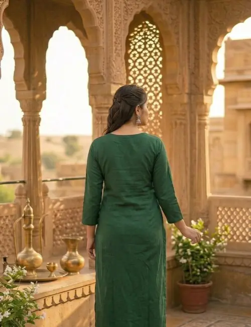 Pure Cotton Embroidered Straight Kurta Plazoo Set