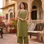 Mirror Work-PlainRound Neck-NoodleSteps kurtaset