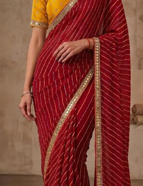 Lehariya Chiffon-CutDana Work-Saree