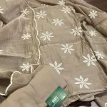 Applique Thread Work Mul Chanderi Dusty Brown