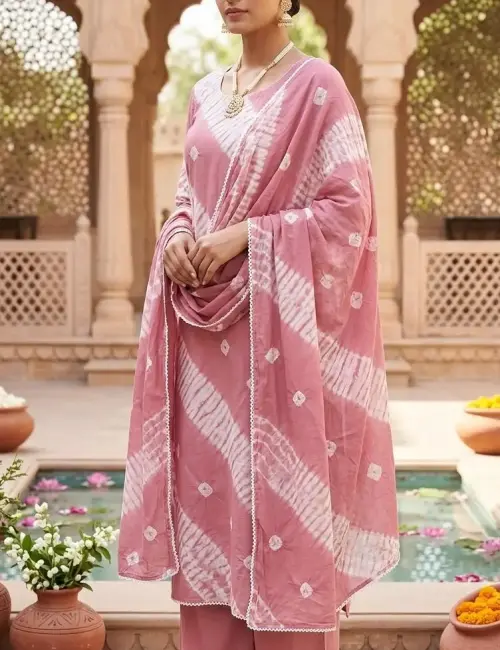Needle Bandhani Tie and Die Cotton Suit
