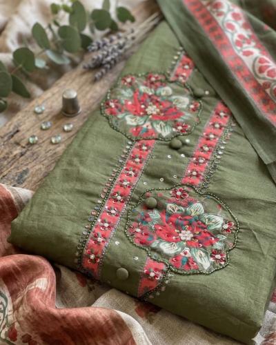 sequence work Printed bottom Cotton Suit