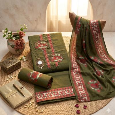 sequence work Printed bottom Cotton Suit