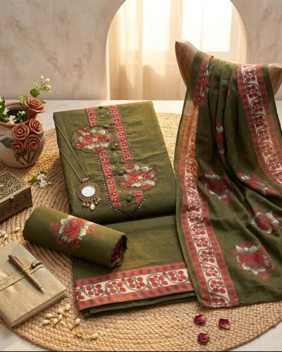 sequence work Printed bottom Cotton Suit